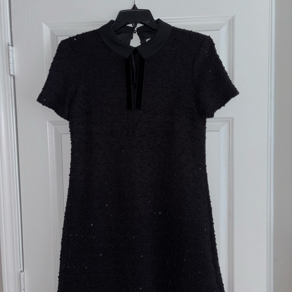 Black Elle Sequin Mini Dress with Peter Pan Collar - Picture 3 of 7